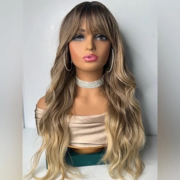 Other - Balayage Dark Roots Blonde Wavy Long Wig - Realistic Look